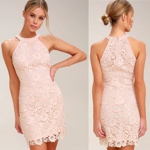 Lulus Love Poem Blush Pink Lace Mini Dress S only worn once